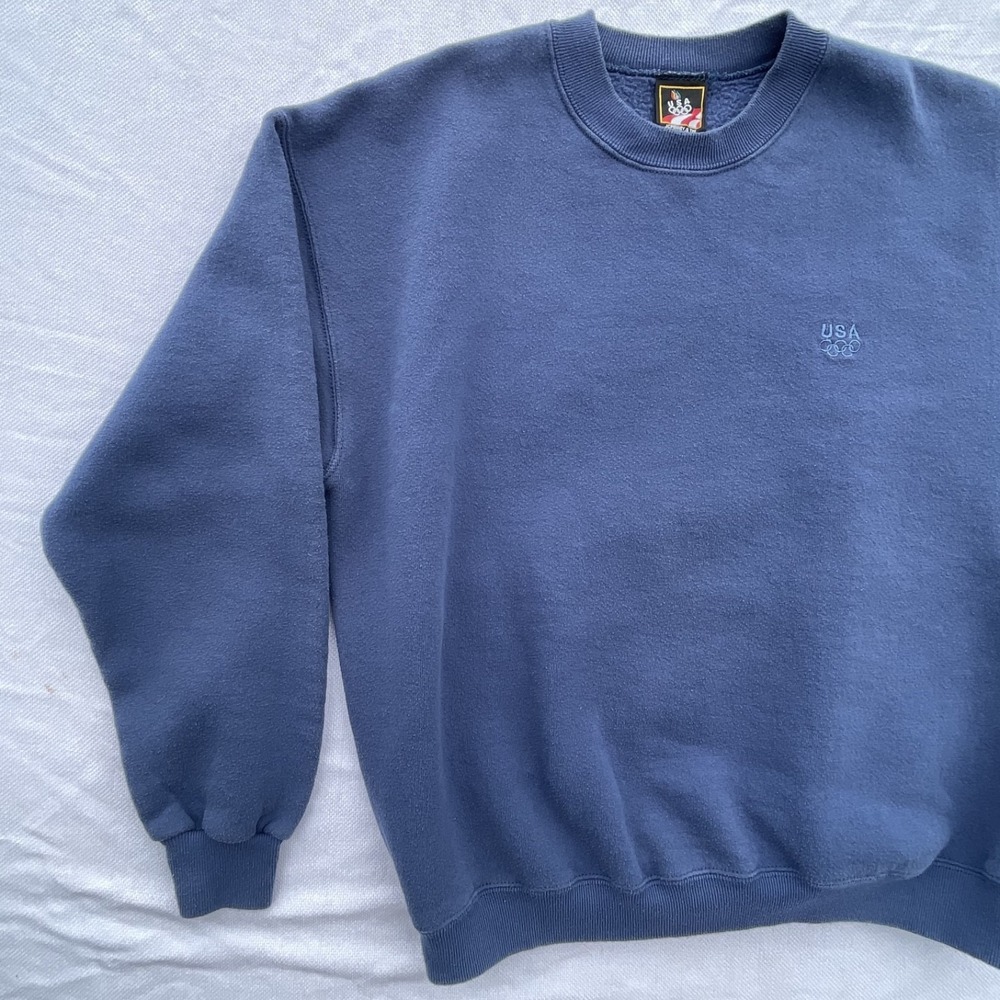 Vintage 90s Navy Blue USA Olympics JCP Navy Crewneck Sweatshirt Size Large - Picture 5 of 16